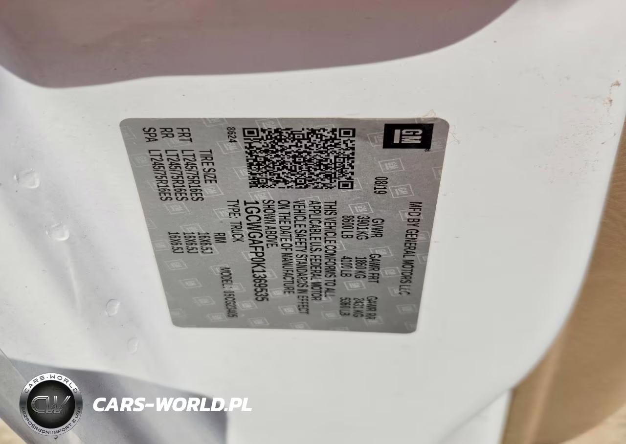 2019 Chevrolet Express 2500 Cargo Delivery Van VIN:1GCWGAFP0K1369535 - 13