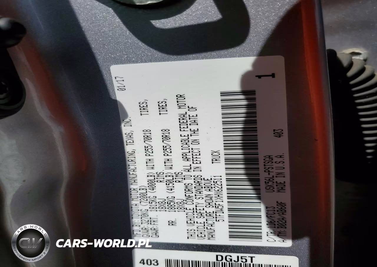 2017 Toyota Tundra Sr5 VIN:5TFDW5F1XHX622511 - 12
