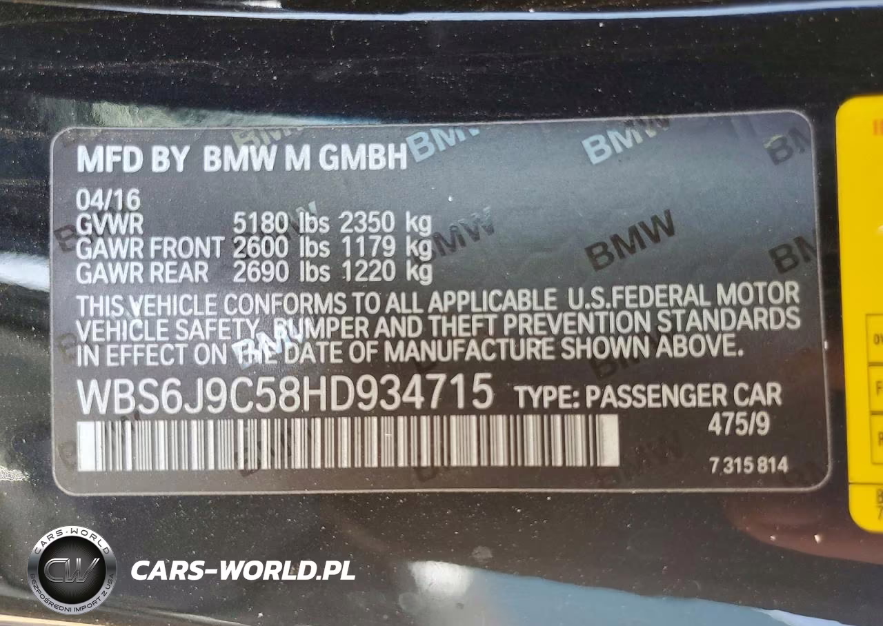2017 BMW M6 VIN:WBS6J9C58HD934715 - 12