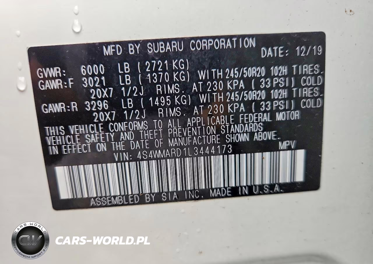 2020 Subaru Ascent Touring VIN:4S4WMARD1L3444173 - 13