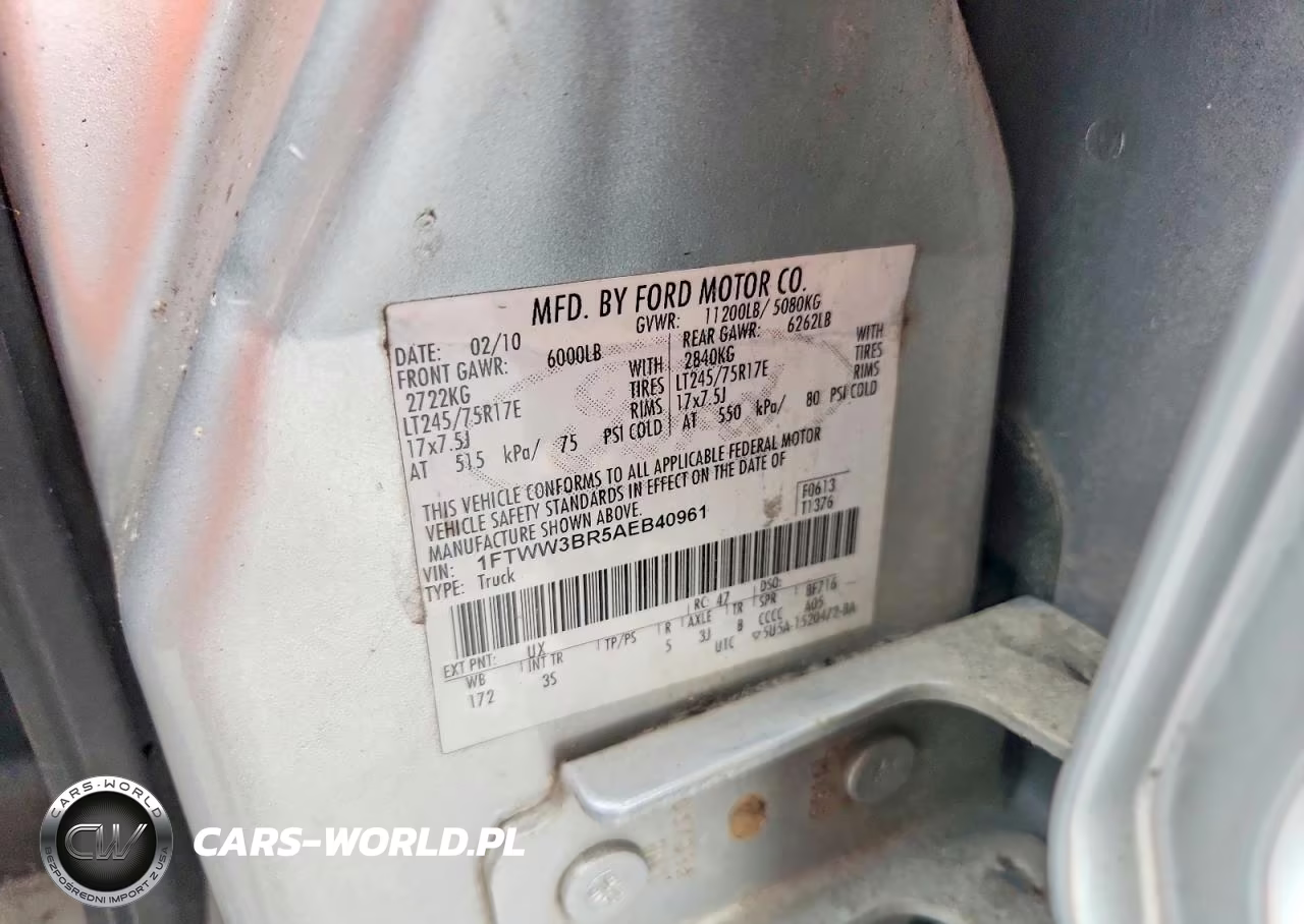 2010 Ford F350 Super Duty VIN:1FTWW3BR5AEB40961 - 12