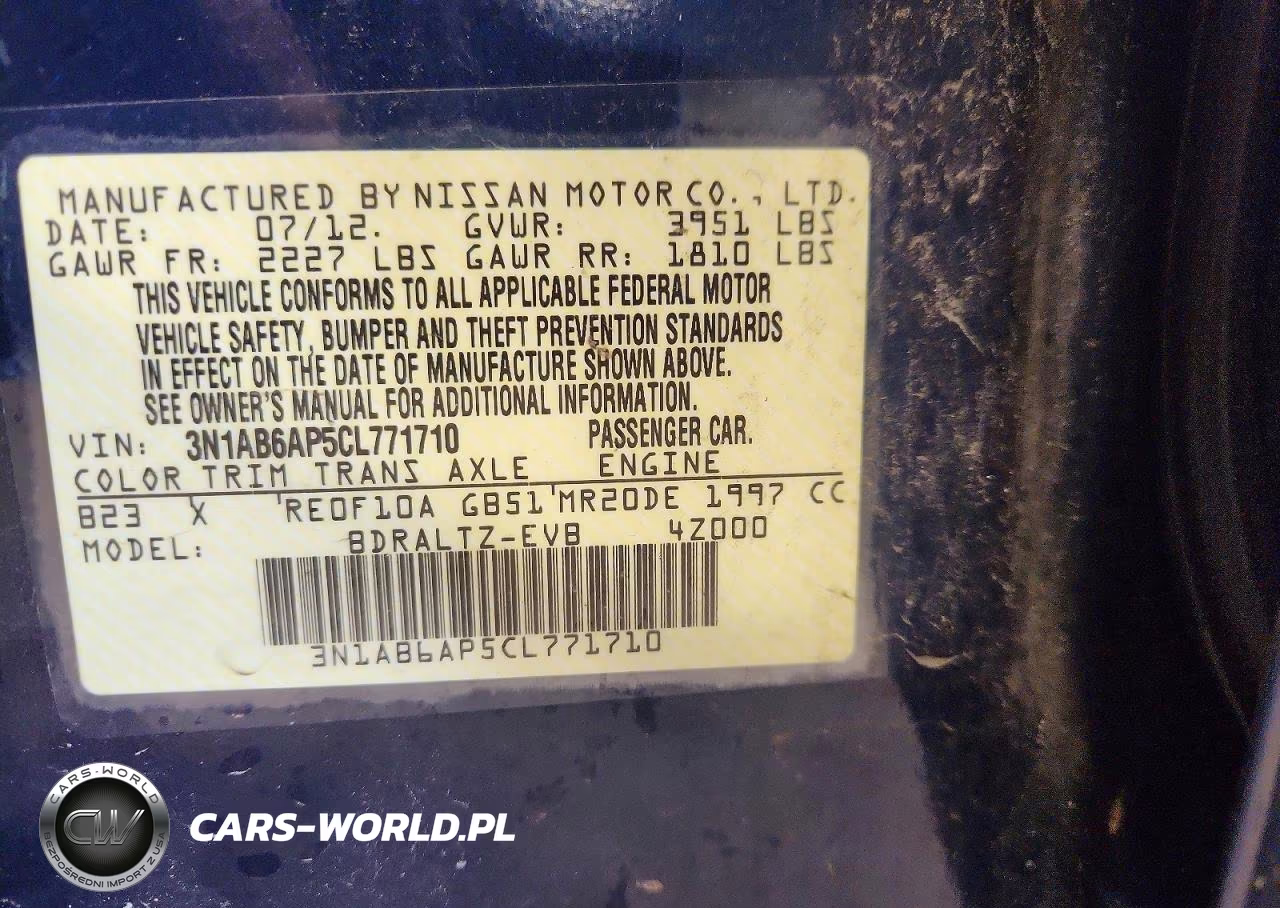 2012 Nissan Sentra 2.0 VIN:3N1AB6AP5CL771710 - 12