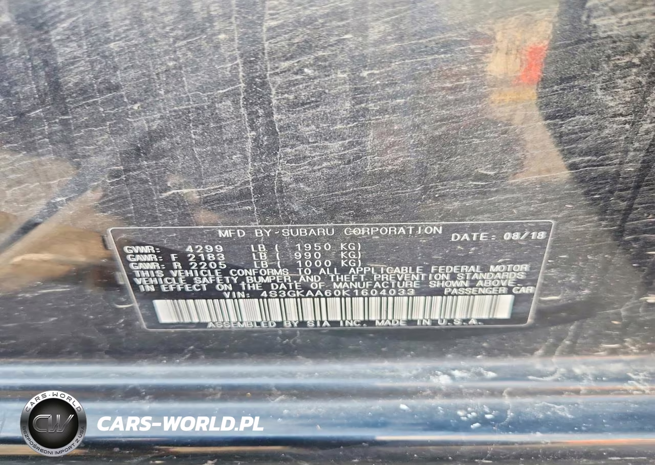 2019 Subaru Impreza VIN:4S3GKAA60K1604033 - 12