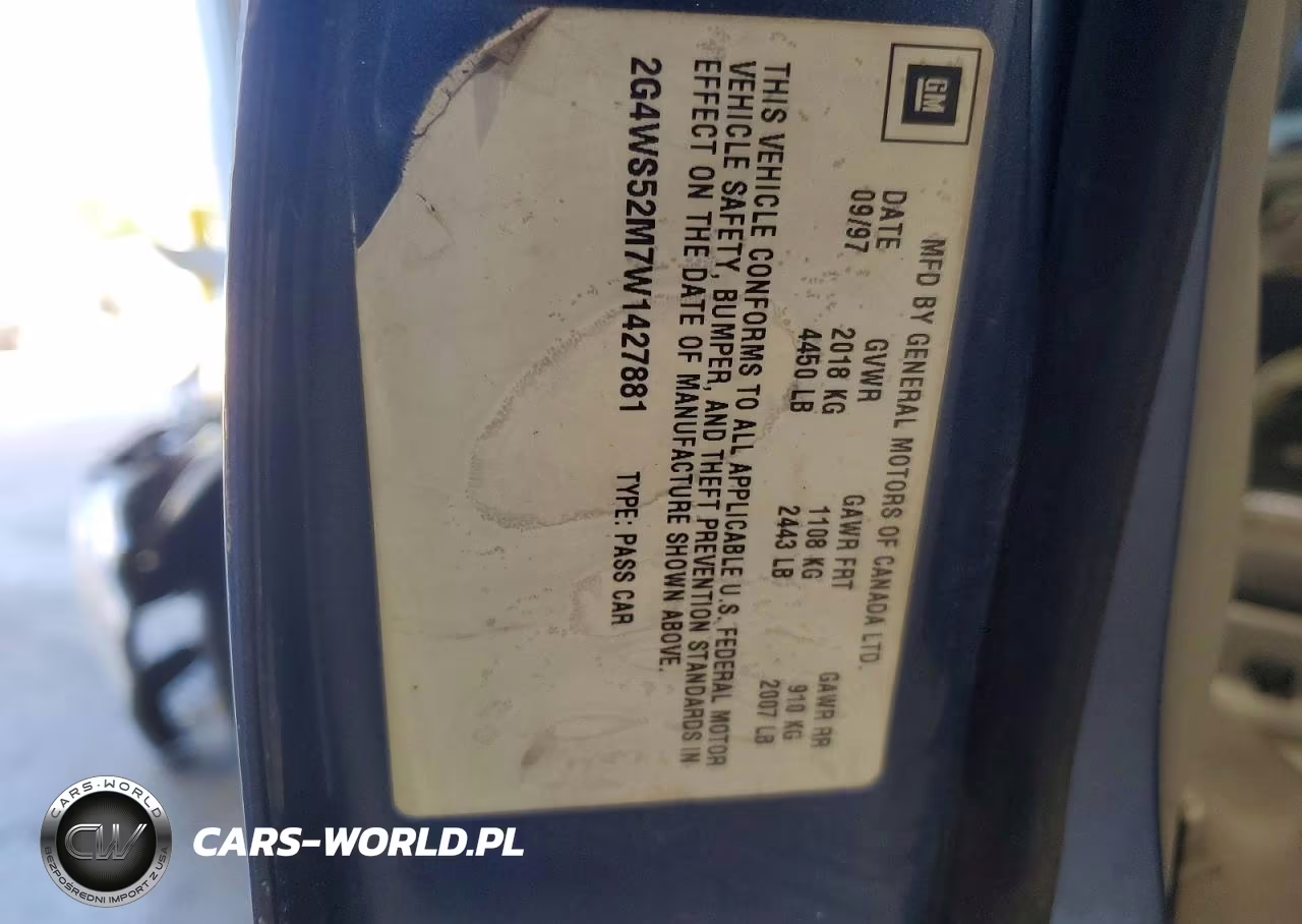 1998 Buick Century Custom VIN:2G4WS52M7W1427881 - 12