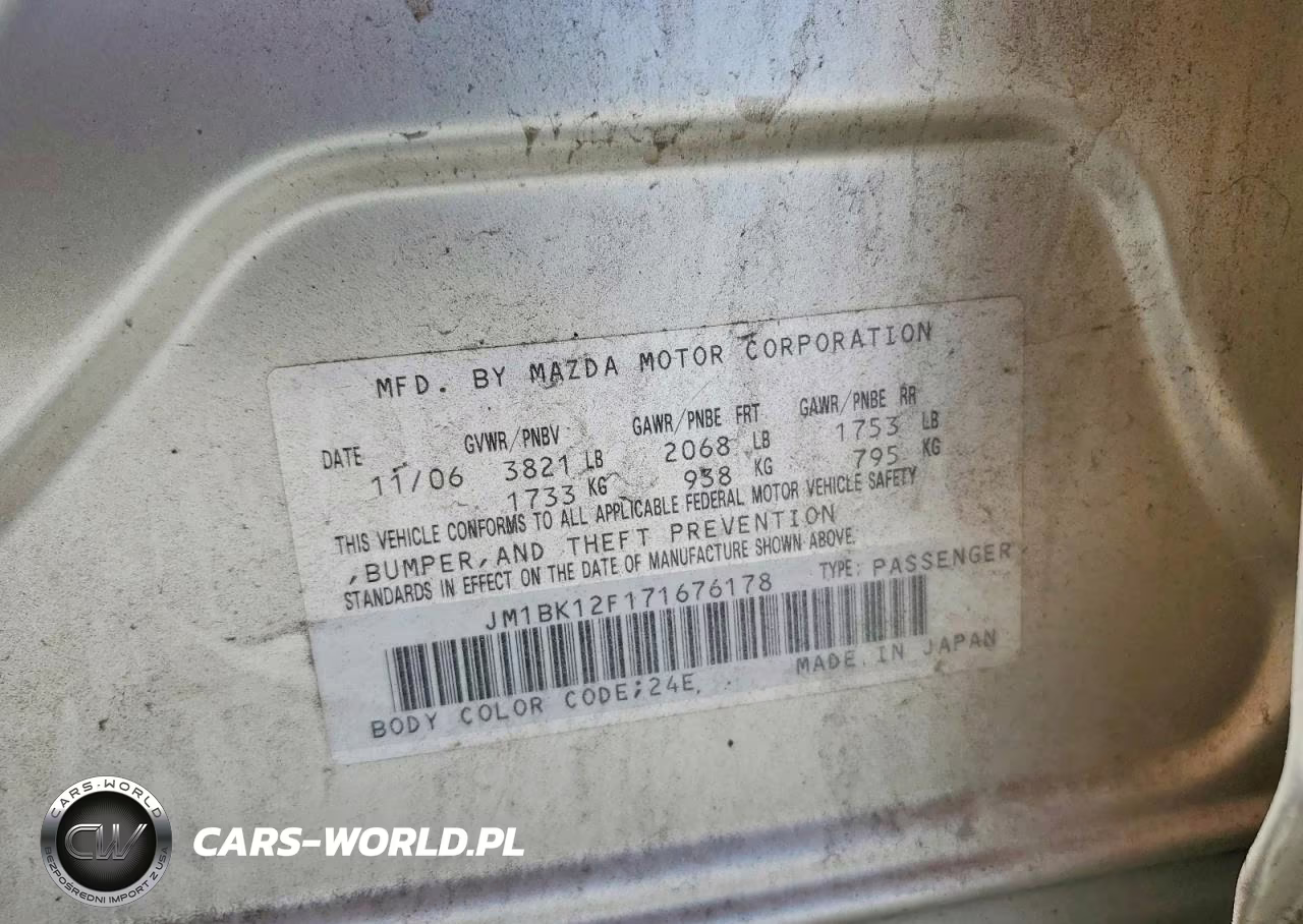 2007 Mazda 3 I VIN:JM1BK12F171676178 - 12