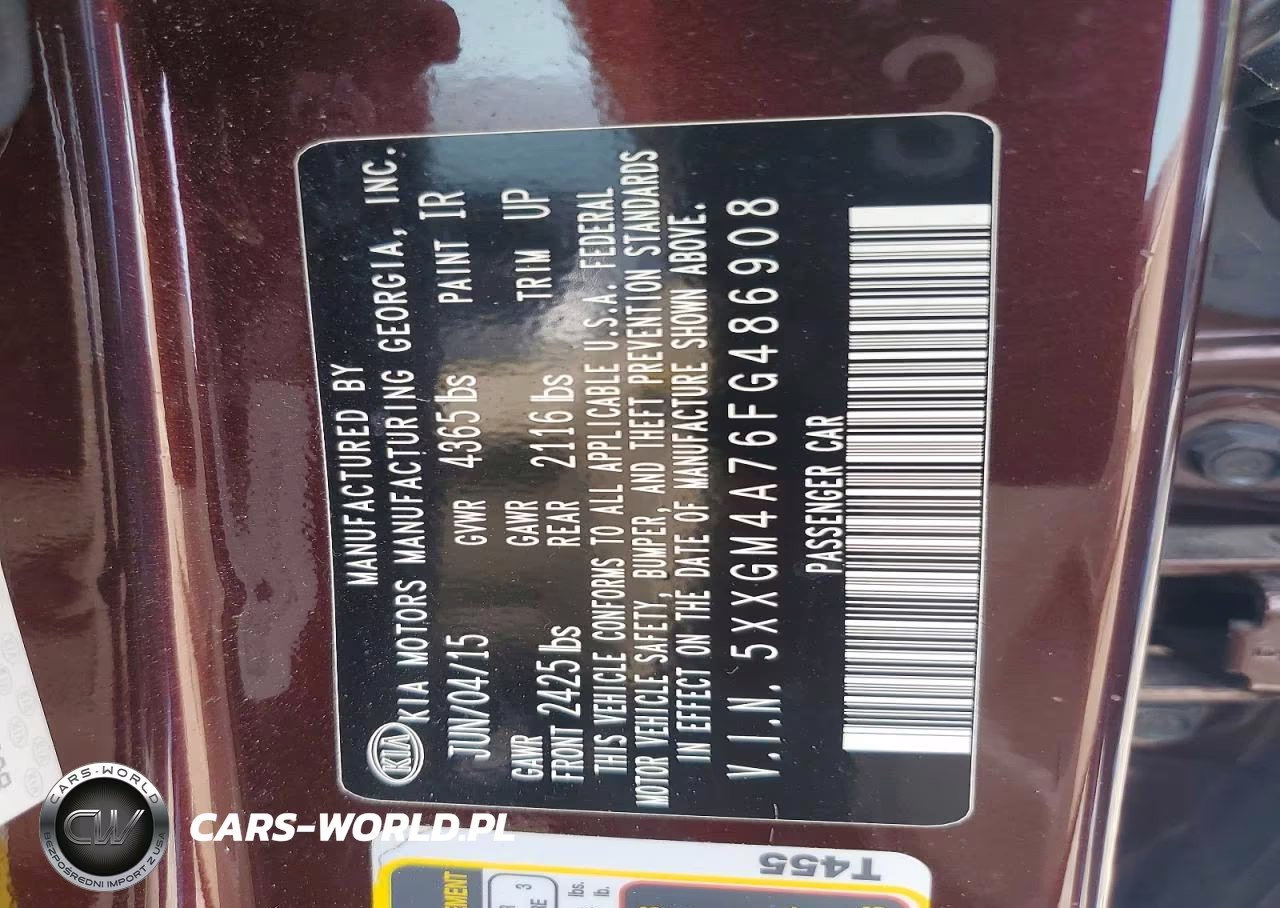 2015 Kia Optima Lx VIN:5XXGM4A76FG486908 - 13