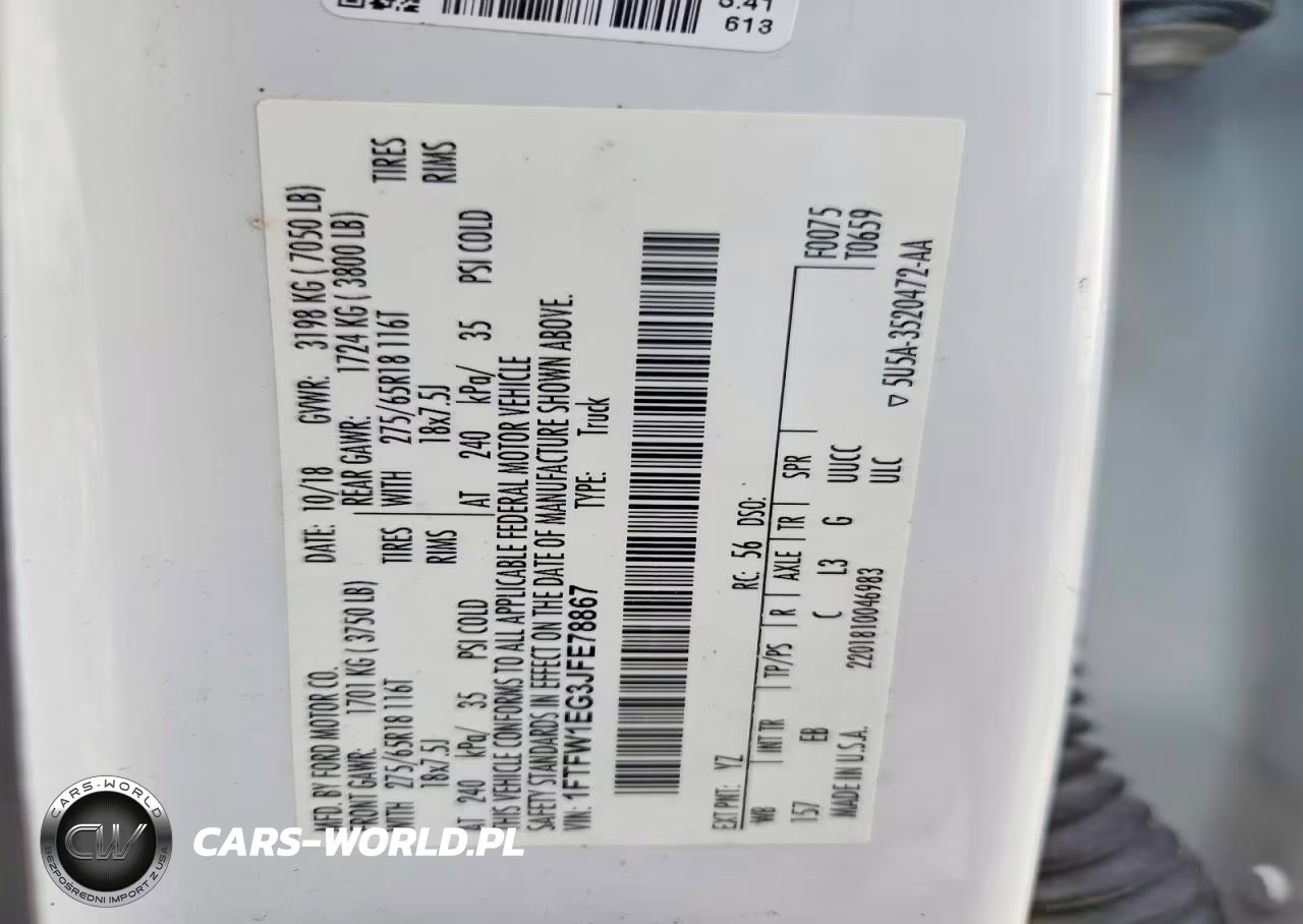 2018 Ford F150 Supercrew VIN:1FTFW1EG3JFE78867 - 12