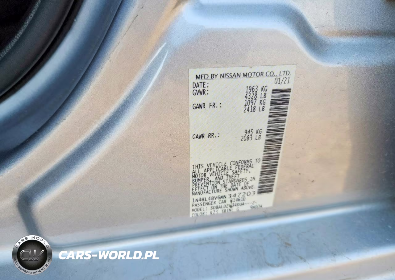 2021 Nissan Altima S Fwd VIN:1N4BL4BV6MN347203 - 12