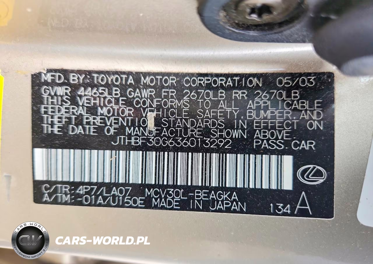 2003 Lexus Es 300 VIN:JTHBF30G636013292 - 12