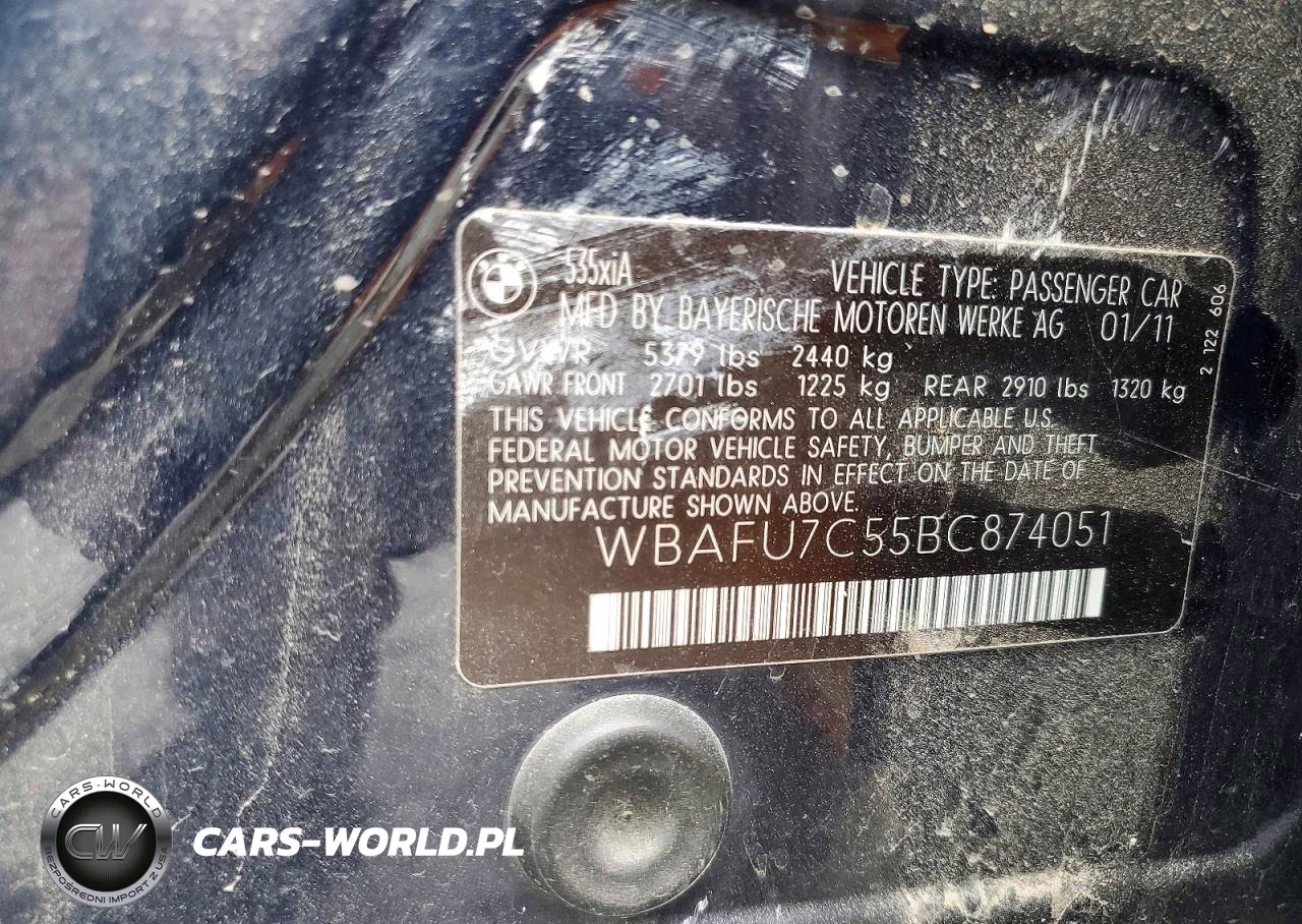 2011 BMW 535 Xi VIN:WBAFU7C55BC874051 - 13