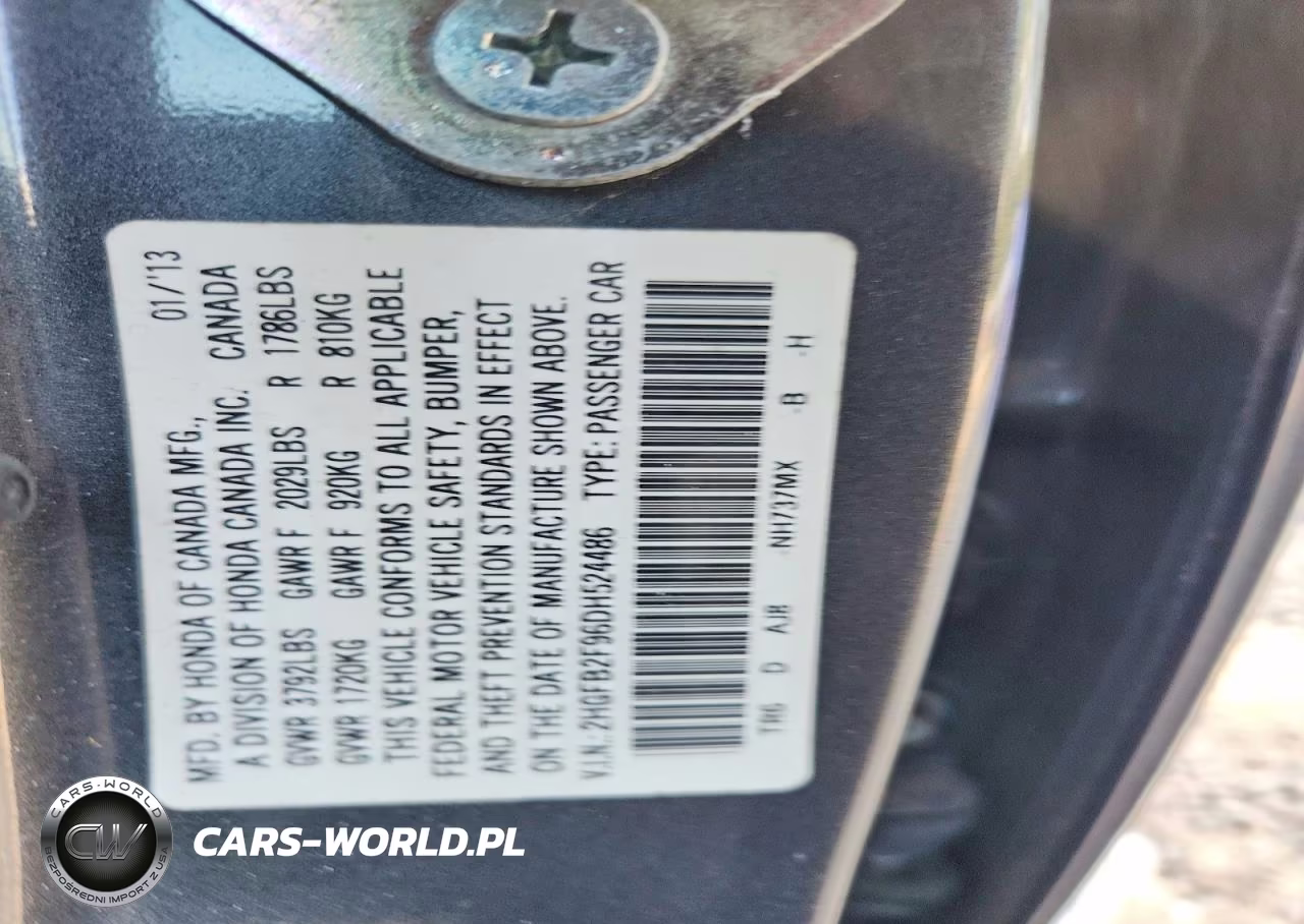 2013 Honda Civic Exl VIN:2HGFB2F96DH524486 - 12