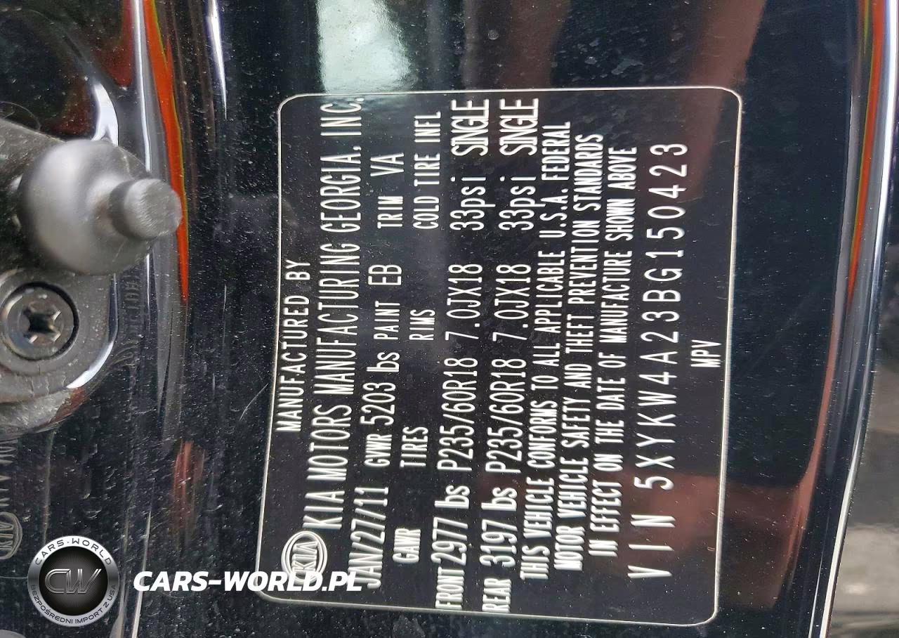 2011 Kia Sorento Sx VIN:5XYKW4A23BG150423 - 12