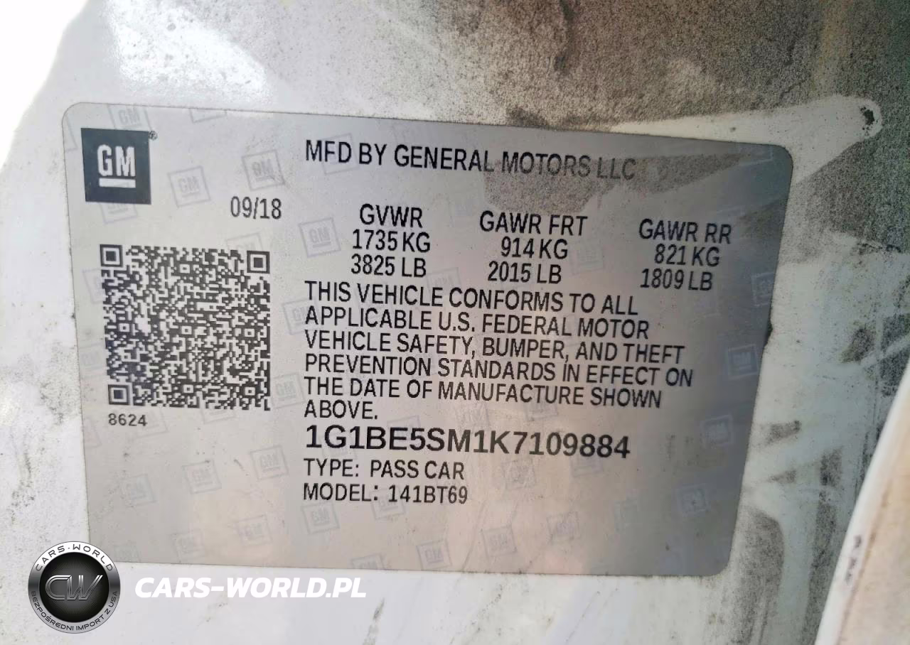 2019 Chevrolet Cruze Lt VIN:1G1BE5SM1K7109884 - 12