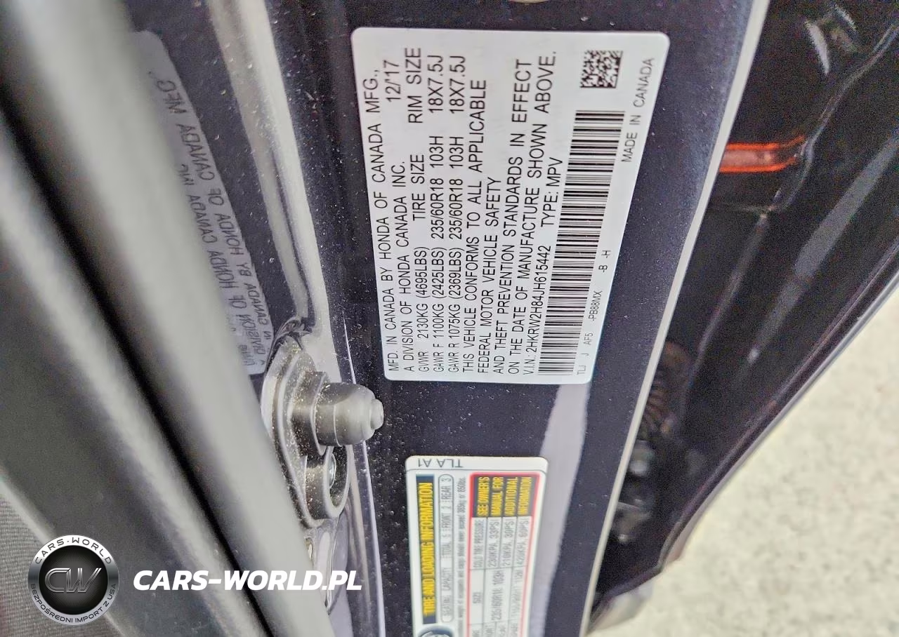 2018 Honda Cr-V Exl VIN:2HKRW2H84JH615442 - 13