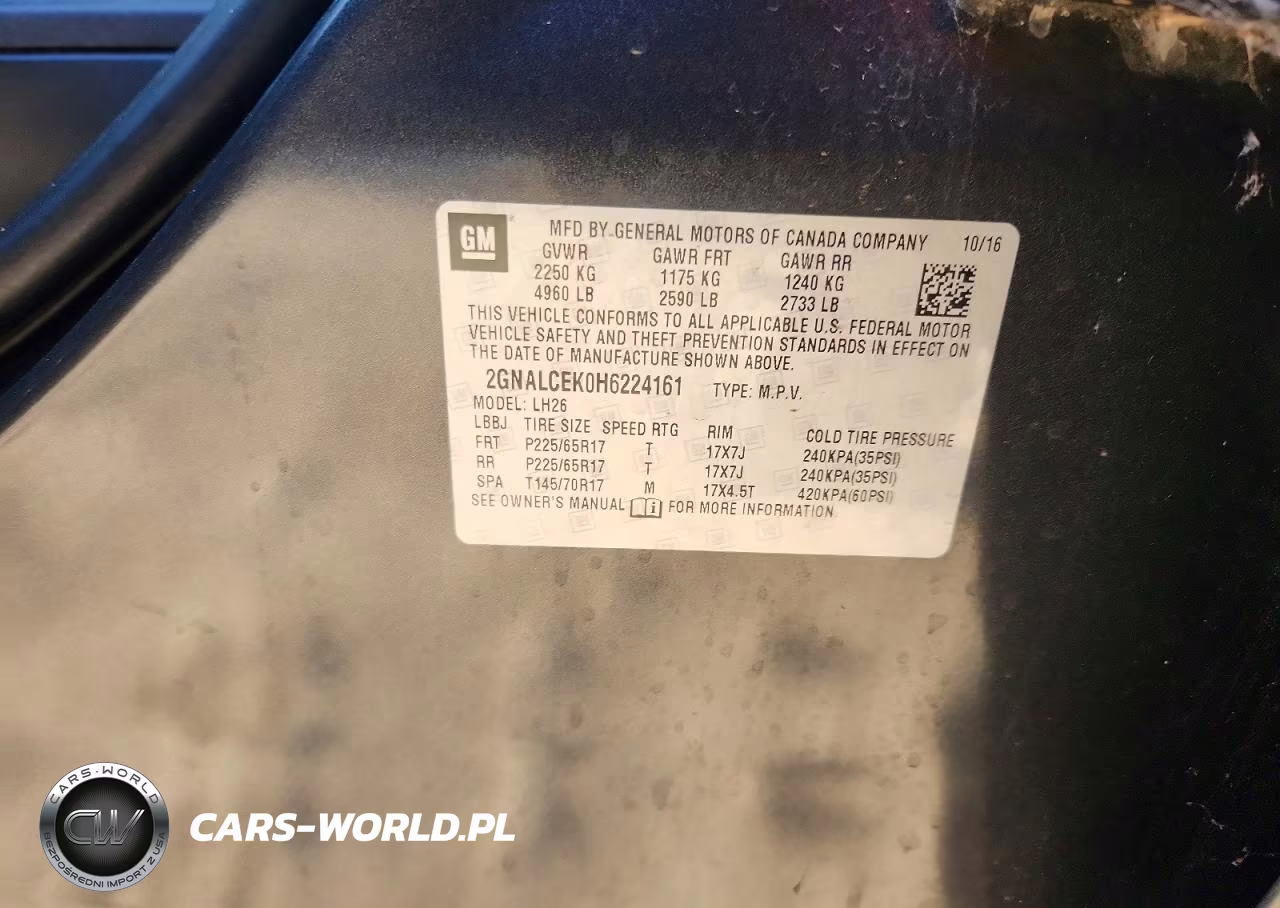 2017 Chevrolet Equinox Lt VIN:2GNALCEK0H6224161 - 12