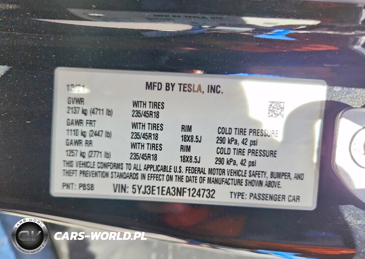2022 Tesla Model 3 VIN:5YJ3E1EA3NF124732 - 12