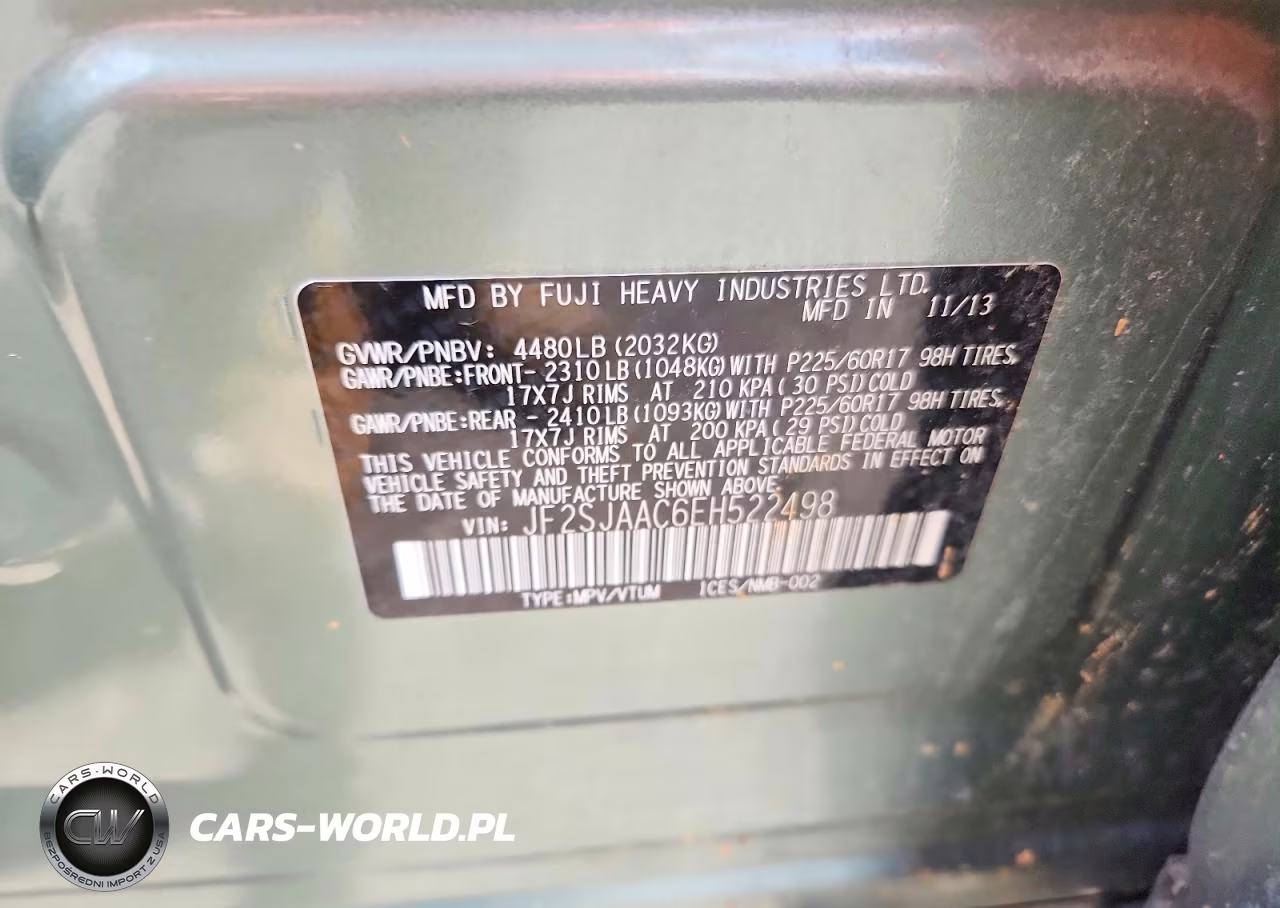 2014 Subaru Forester 2.5I VIN:JF2SJAAC6EH522498 - 13