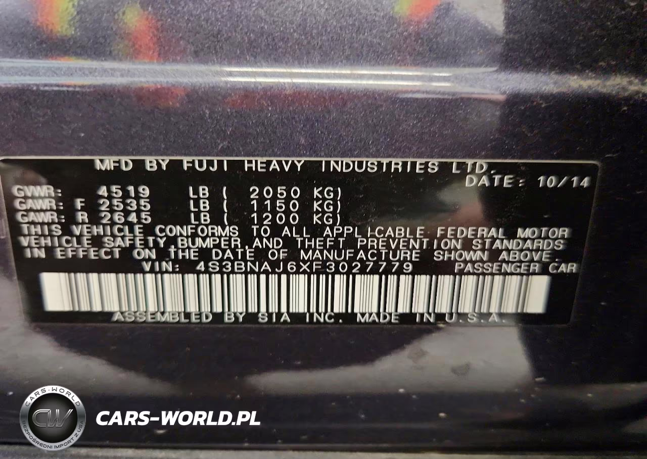 2015 Subaru Legacy 2.5I Limited VIN:4S3BNAJ6XF3027779 - 13