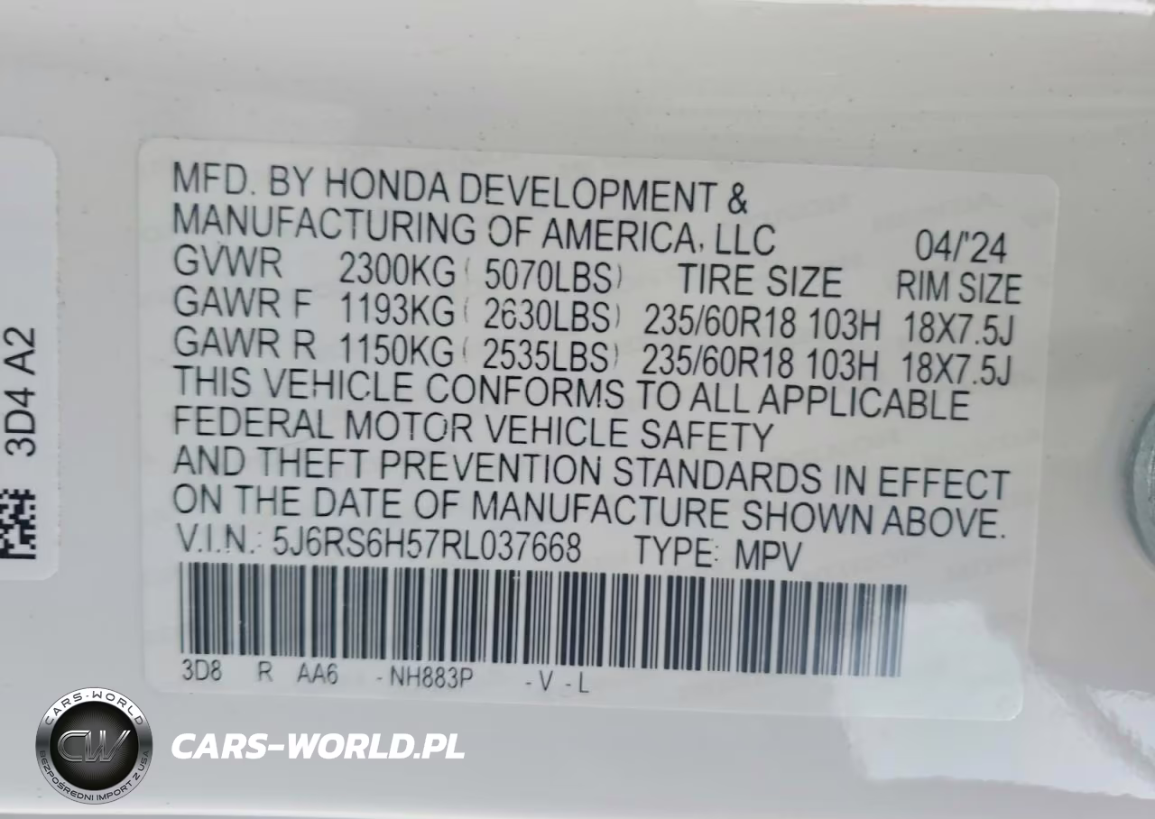 2024 Honda Cr-V Sport VIN:5J6RS6H57RL037668 - 13