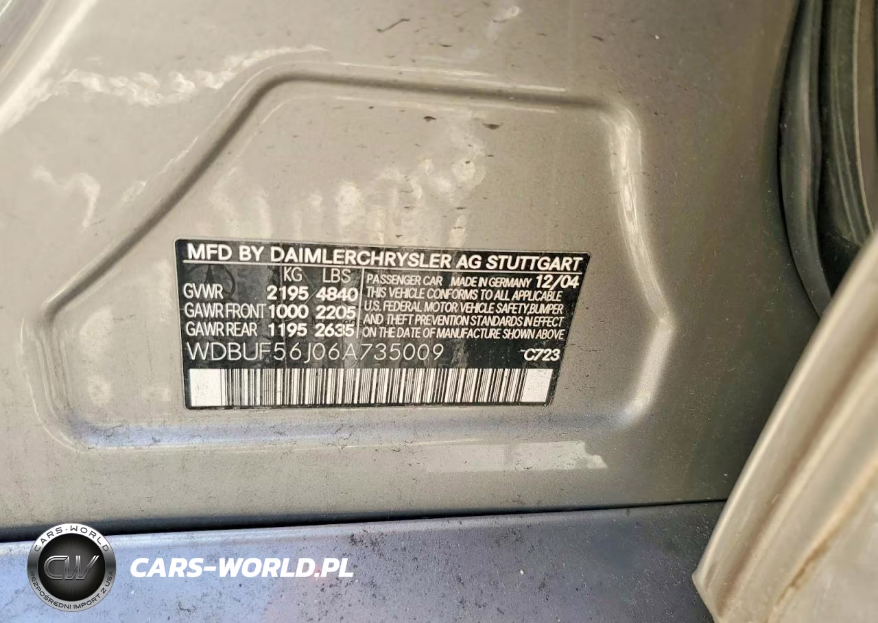2006 Mercedes-Benz E 350 VIN:WDBUF56J06A735009 - 12