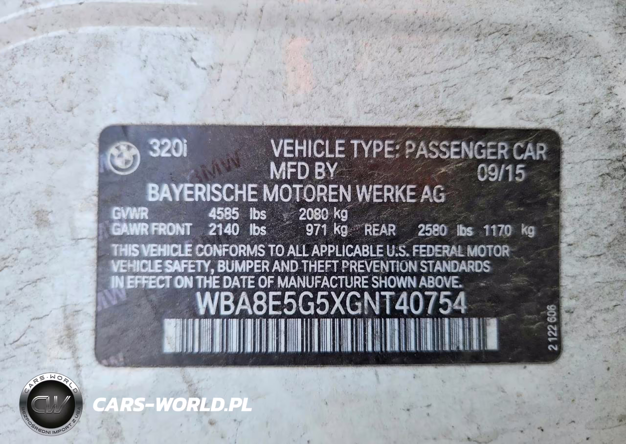 2016 BMW 320 Xi VIN:WBA8E5G5XGNT40754 - 13