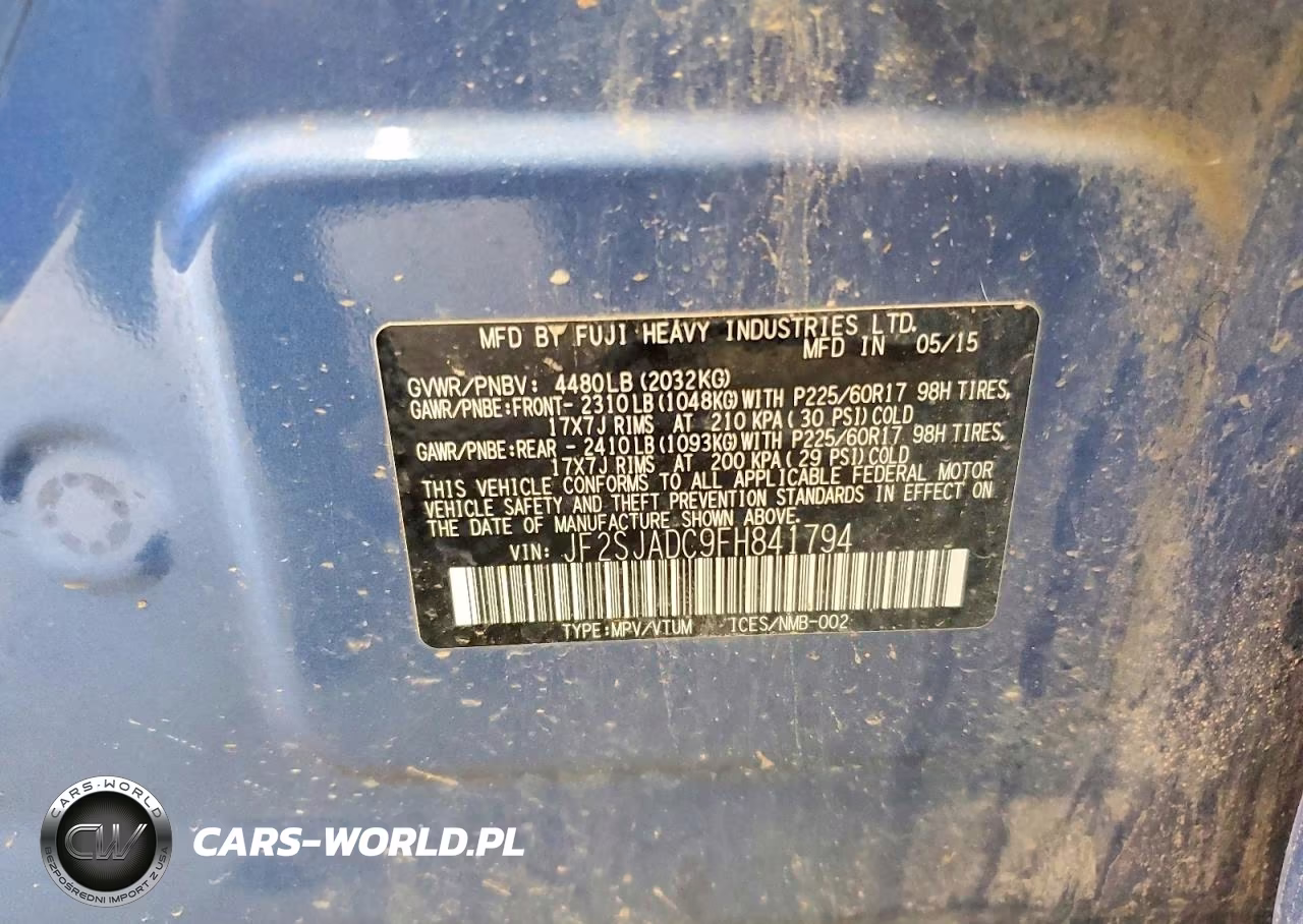 2015 Subaru Forester 2.5I Premium VIN:JF2SJADC9FH841794 - 13