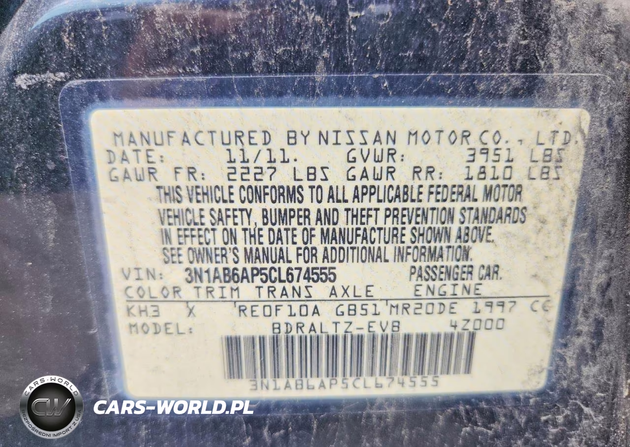 2012 Nissan Sentra 2.0 VIN:3N1AB6AP5CL674555 - 13