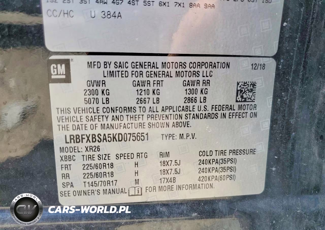 2019 Buick Envision Preferred VIN:LRBFXBSA5KD075651 - 13