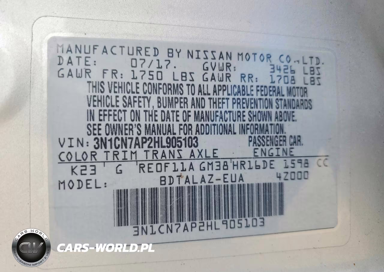 2017 Nissan Versa 1.8 Sl VIN:3N1CN7AP2HL905103 - 12