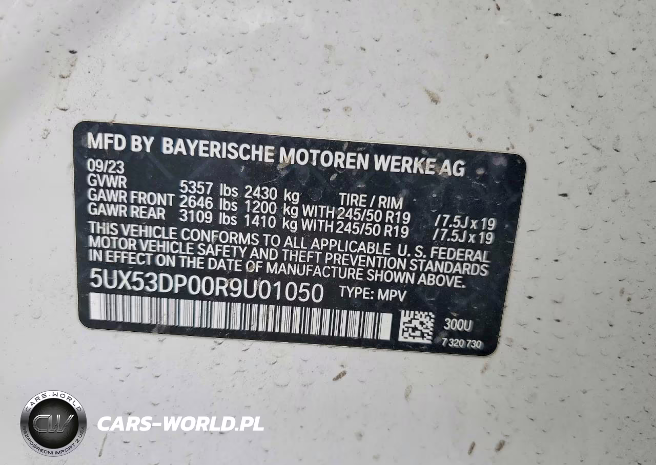 2024 BMW X3 xDrive30I VIN:5UX53DP00R9U01050 - 14