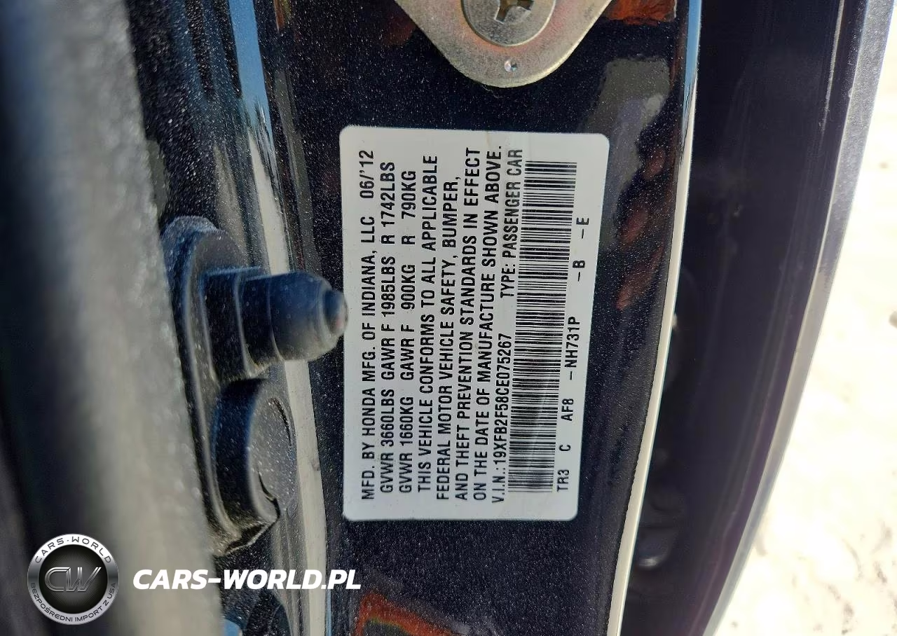 2012 Honda Civic Lx VIN:19XFB2F58CE075267 - 12