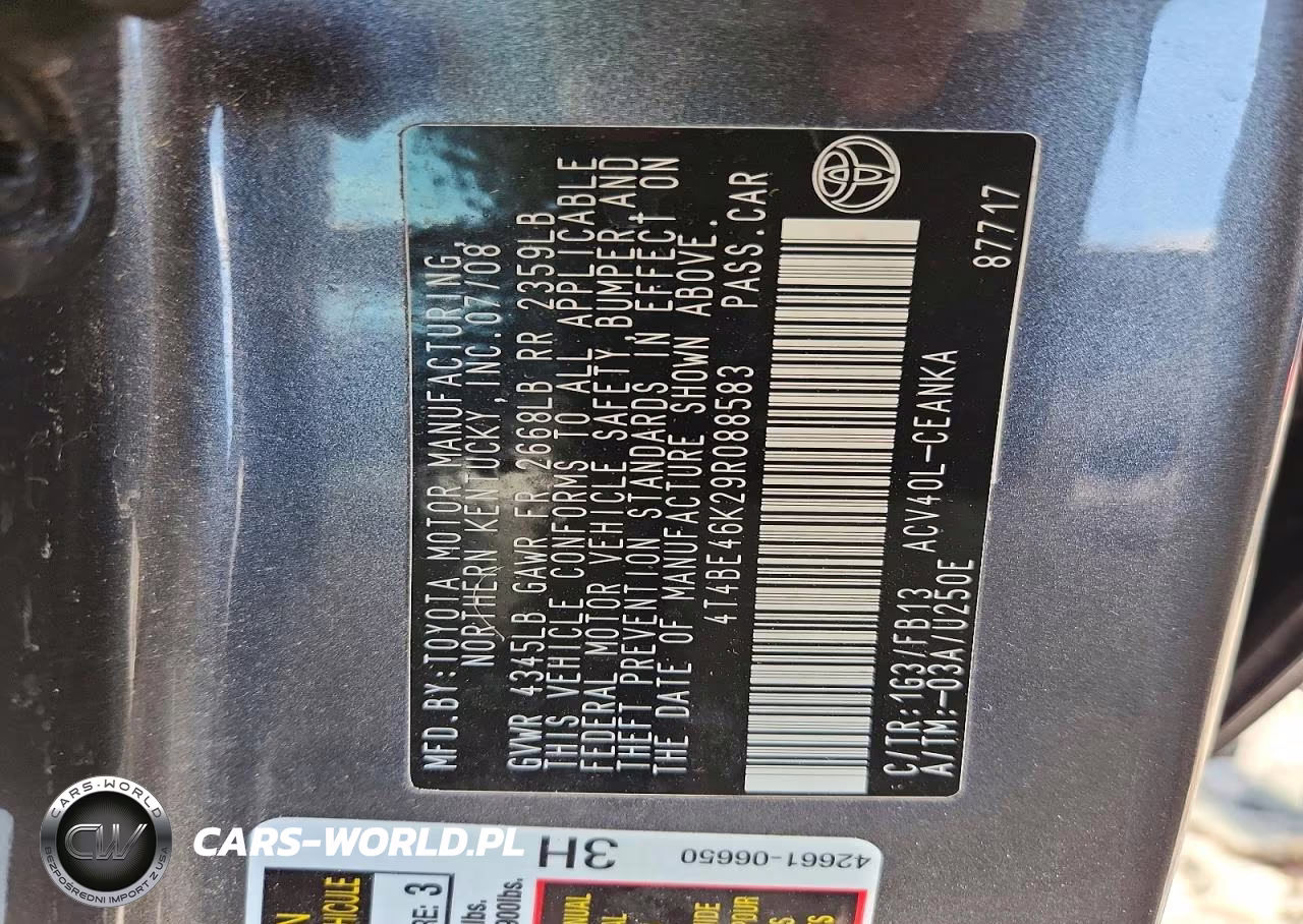 2009 Toyota Camry Le VIN:4T4BE46K29R088583 - 12