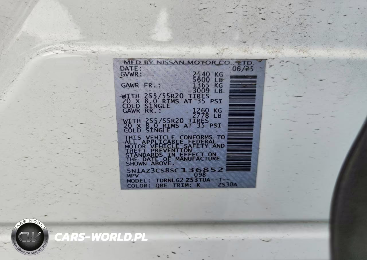 2025 Nissan Murano Sl VIN:5N1AZ3CS8SC136852 - 13