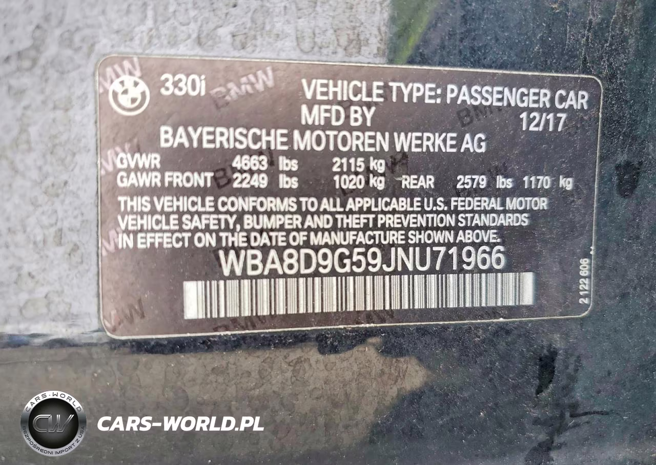 2018 BMW 330 Xi VIN:WBA8D9G59JNU71966 - 12
