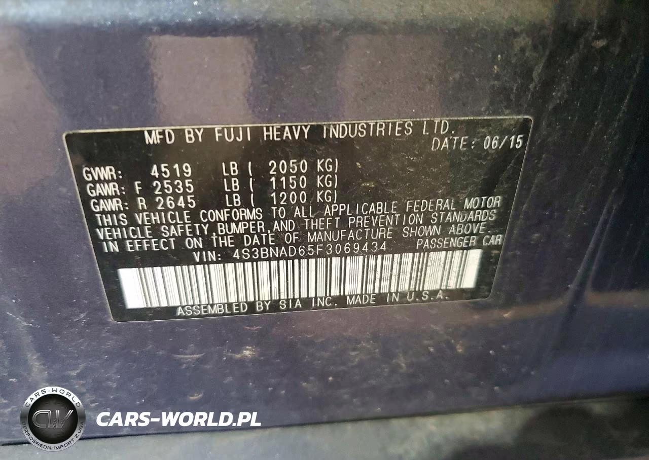 2015 Subaru Legacy 2.5I Premium VIN:4S3BNAD65F3069434 - 12
