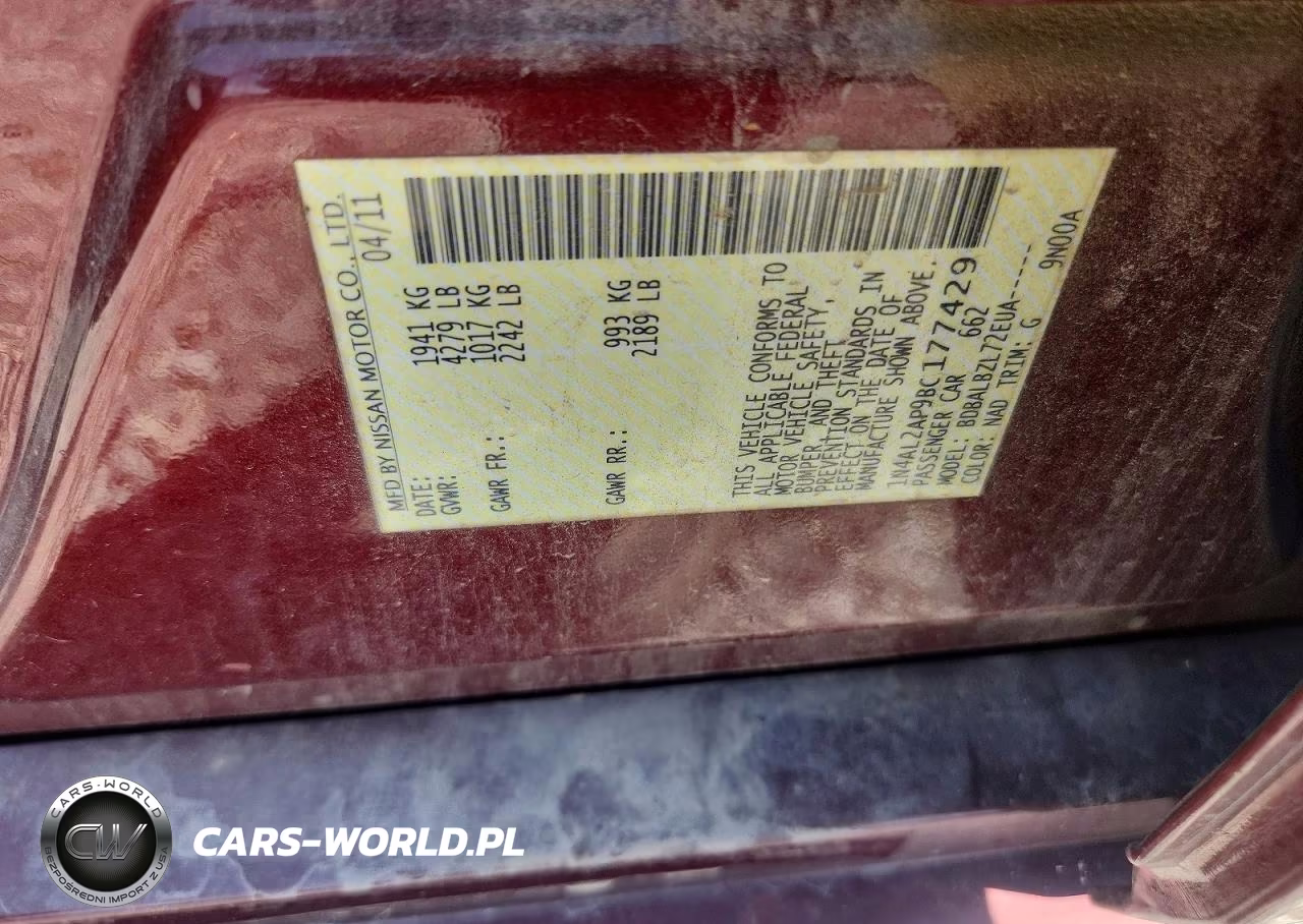 2011 Nissan Altima 2.5 VIN:1N4AL2AP9BC177429 - 12