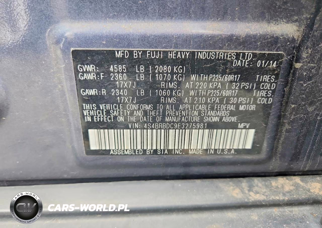 2014 Subaru Outback 2.5I Premium VIN:4S4BRBDC9E3275981 - 12