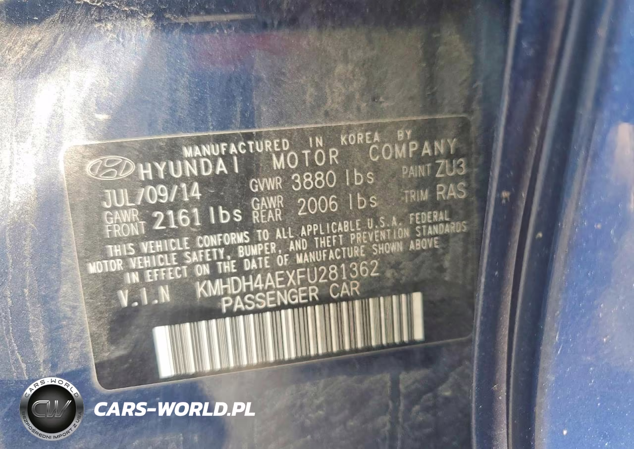 2015 Hyundai Elantra Se VIN:KMHDH4AEXFU281362 - 12