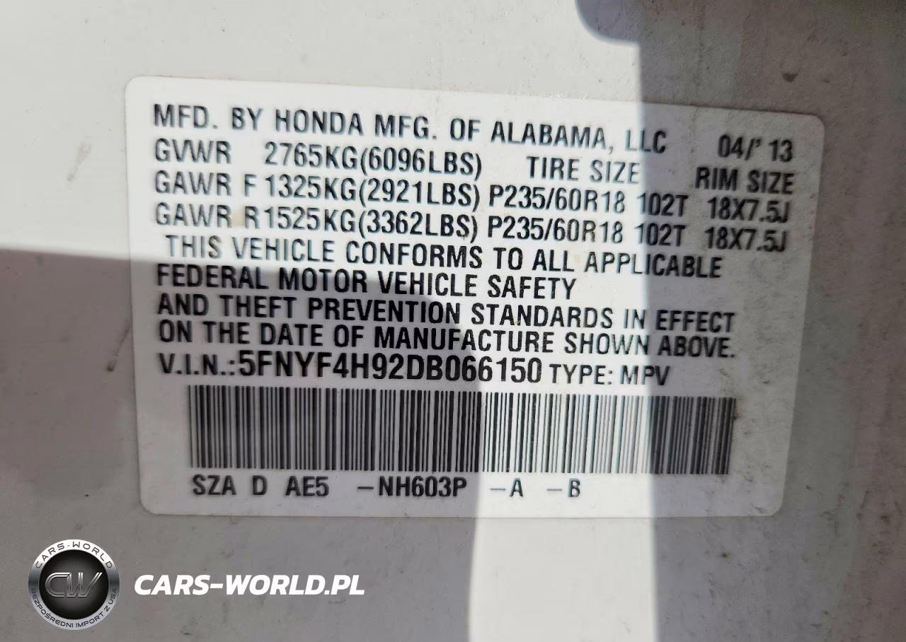 2013 Honda Pilot Touring VIN:5FNYF4H92DB066150 - 13
