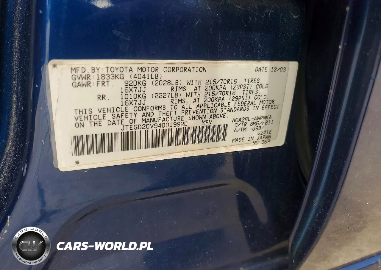 2004 Toyota Rav4 Base VIN:JTEGD20V940019920 - 13