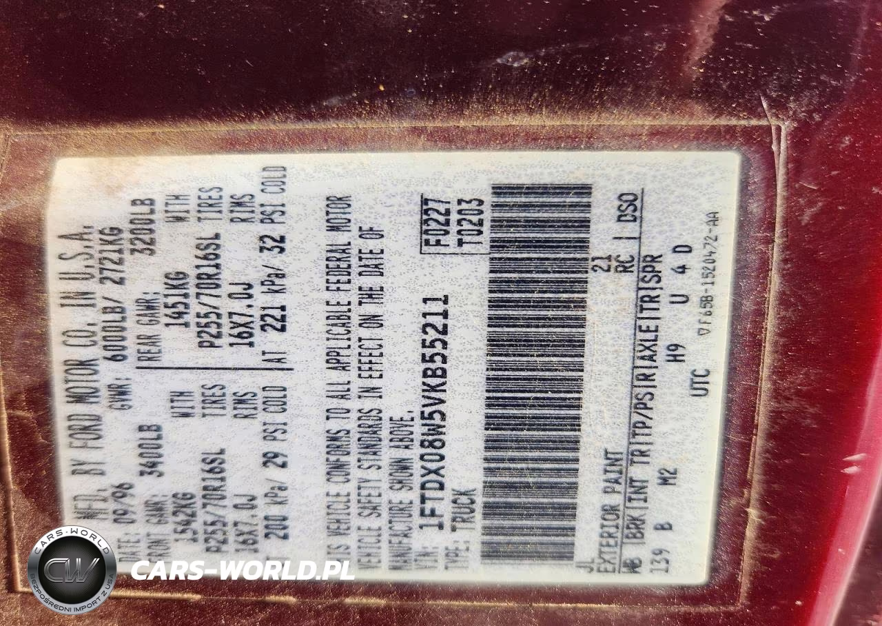1997 Ford F150 VIN:1FTDX08W5VKB55211 - 12