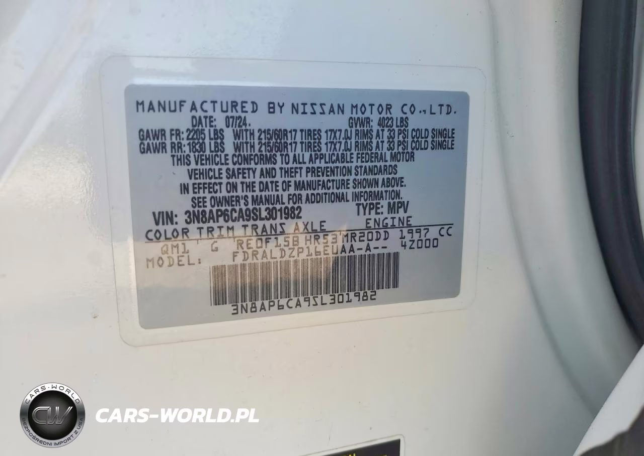 2025 Nissan Kicks Sv VIN:3N8AP6CA9SL301982 - 13