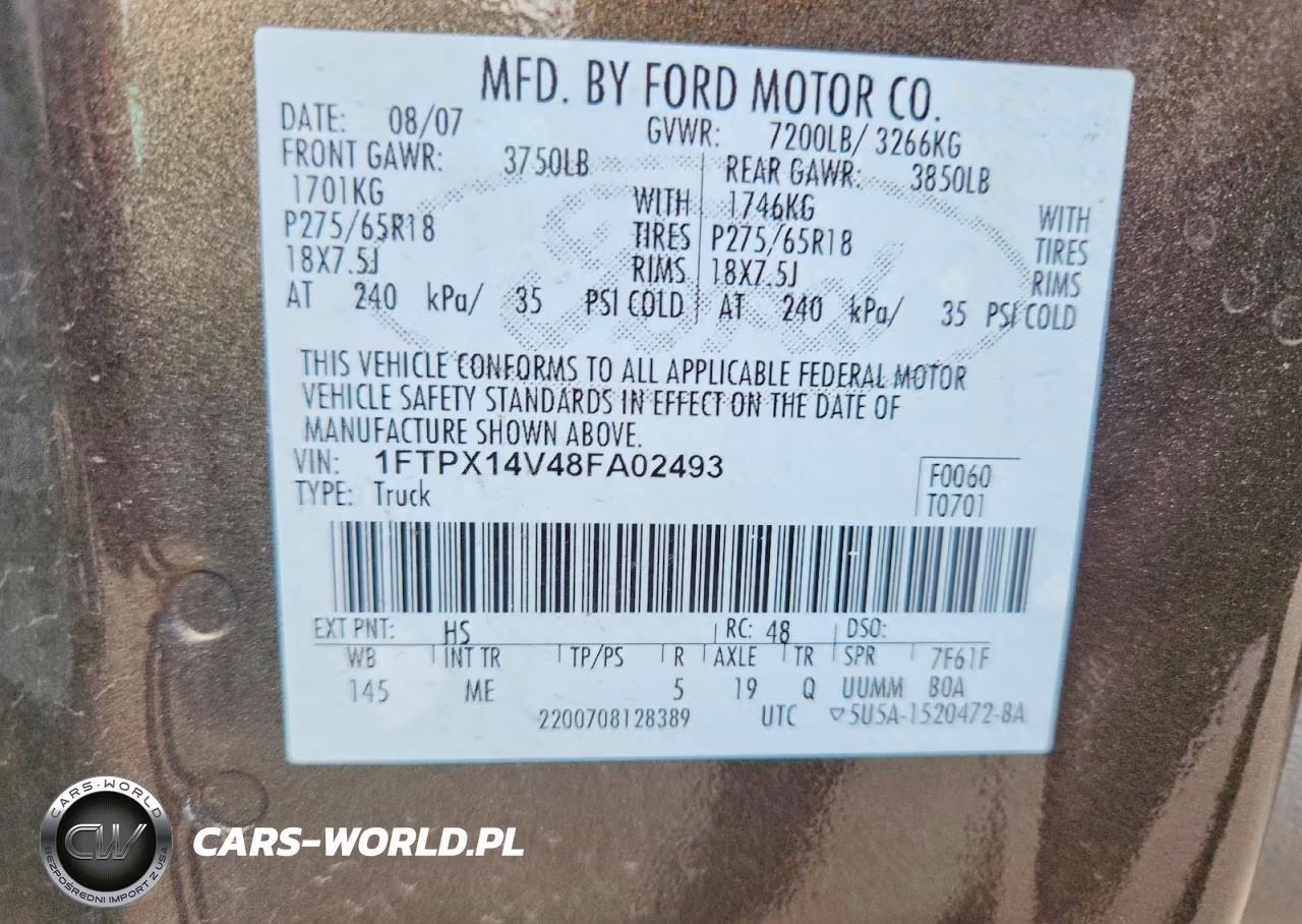 2008 Ford F150 VIN:1FTPX14V48FA02493 - 12