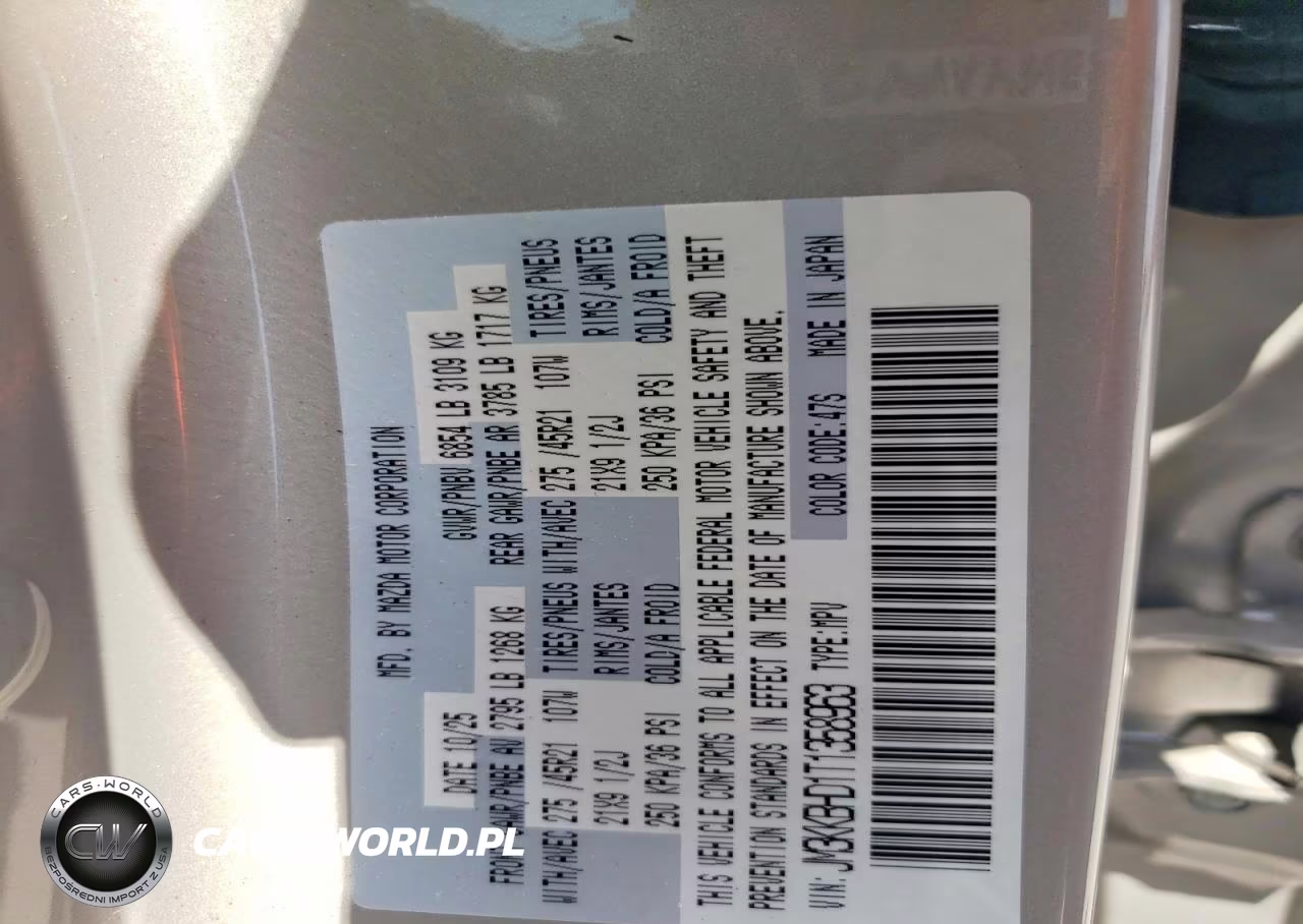 2026 Mazda Cx-90 Preferred VIN:JM3KKBHD1T1358963 - 12