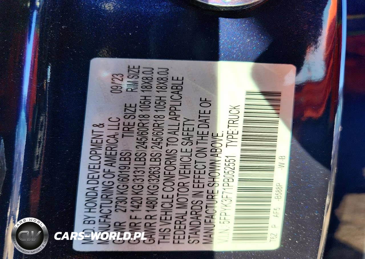 2023 Honda Ridgeline Rtl-E VIN:5FPYK3F71PB052551 - 13