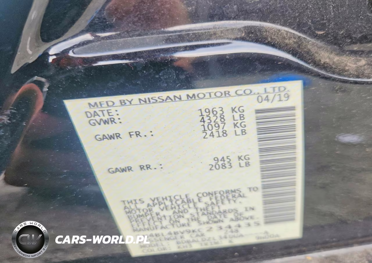 2019 Nissan Altima S VIN:1N4BL4BV9KC234435 - 12
