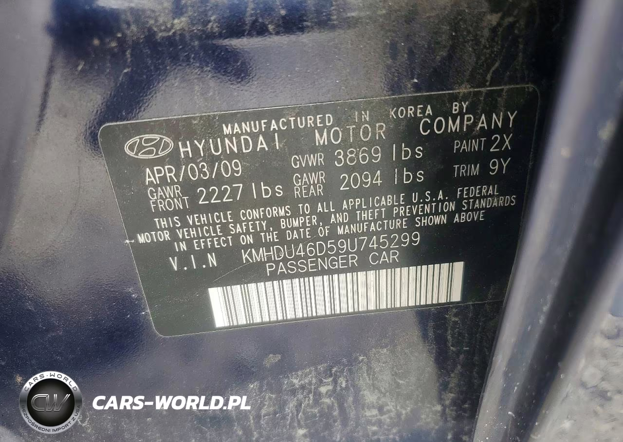 2009 Hyundai Elantra Gls VIN:KMHDU46D59U745299 - 12