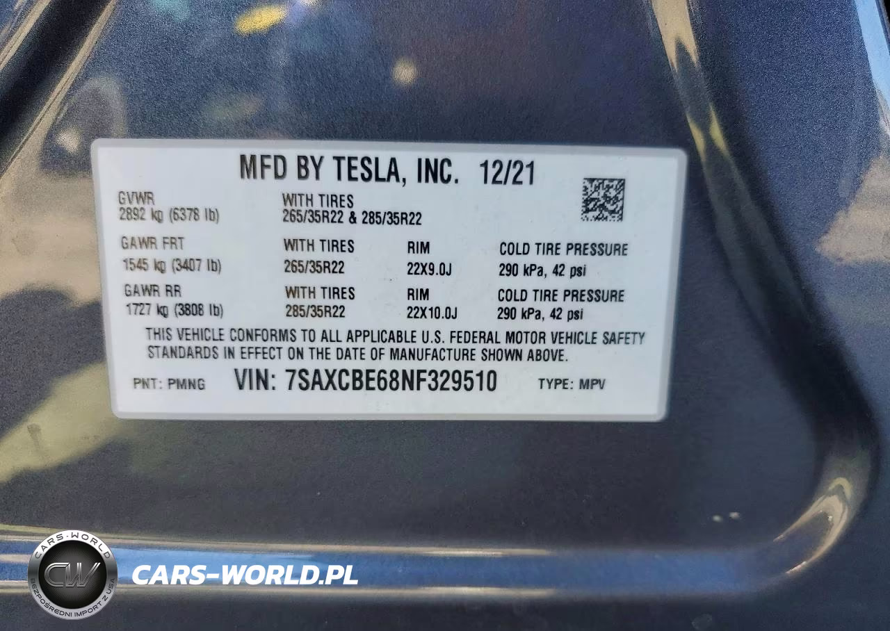 2022 Tesla Model X VIN:7SAXCBE68NF329510 - 14