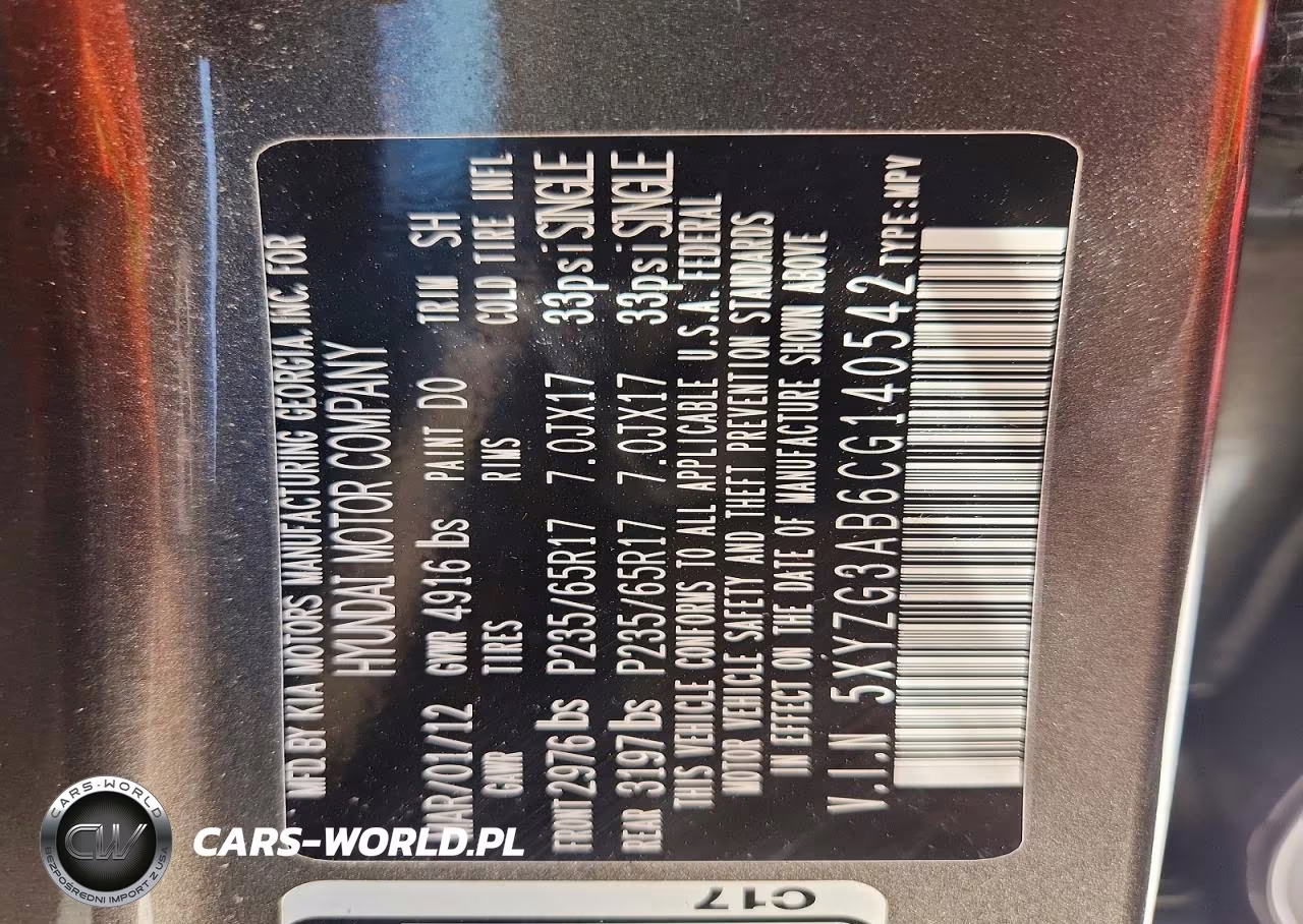 2012 Hyundai Santa Fe Gls VIN:5XYZG3AB6CG140542 - 13