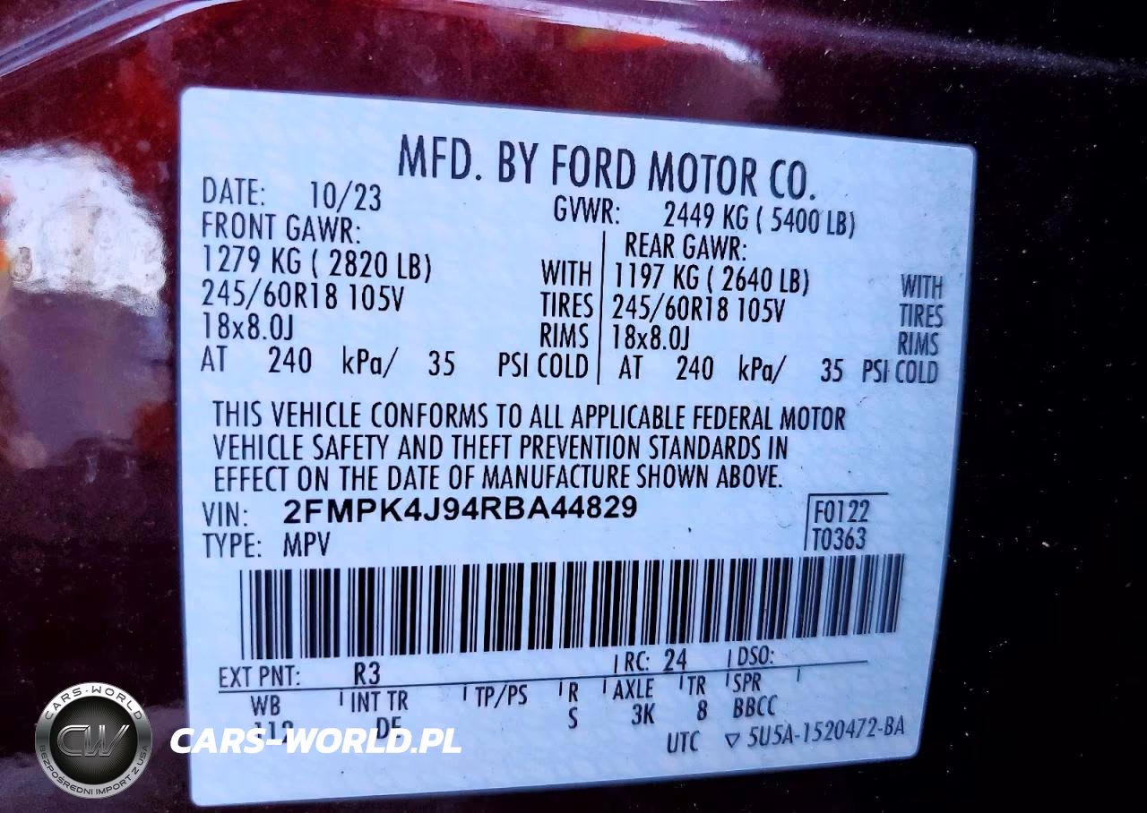 2024 Ford Edge Sel VIN:2FMPK4J94RBA44829 - 13